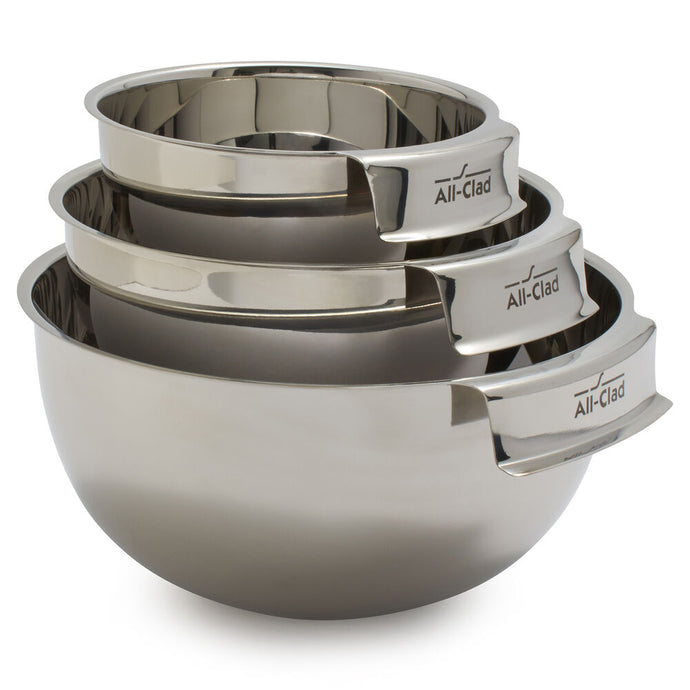 ALL-CLAD STAINLESS STEEL MIXING BOWLS, SET OF 3